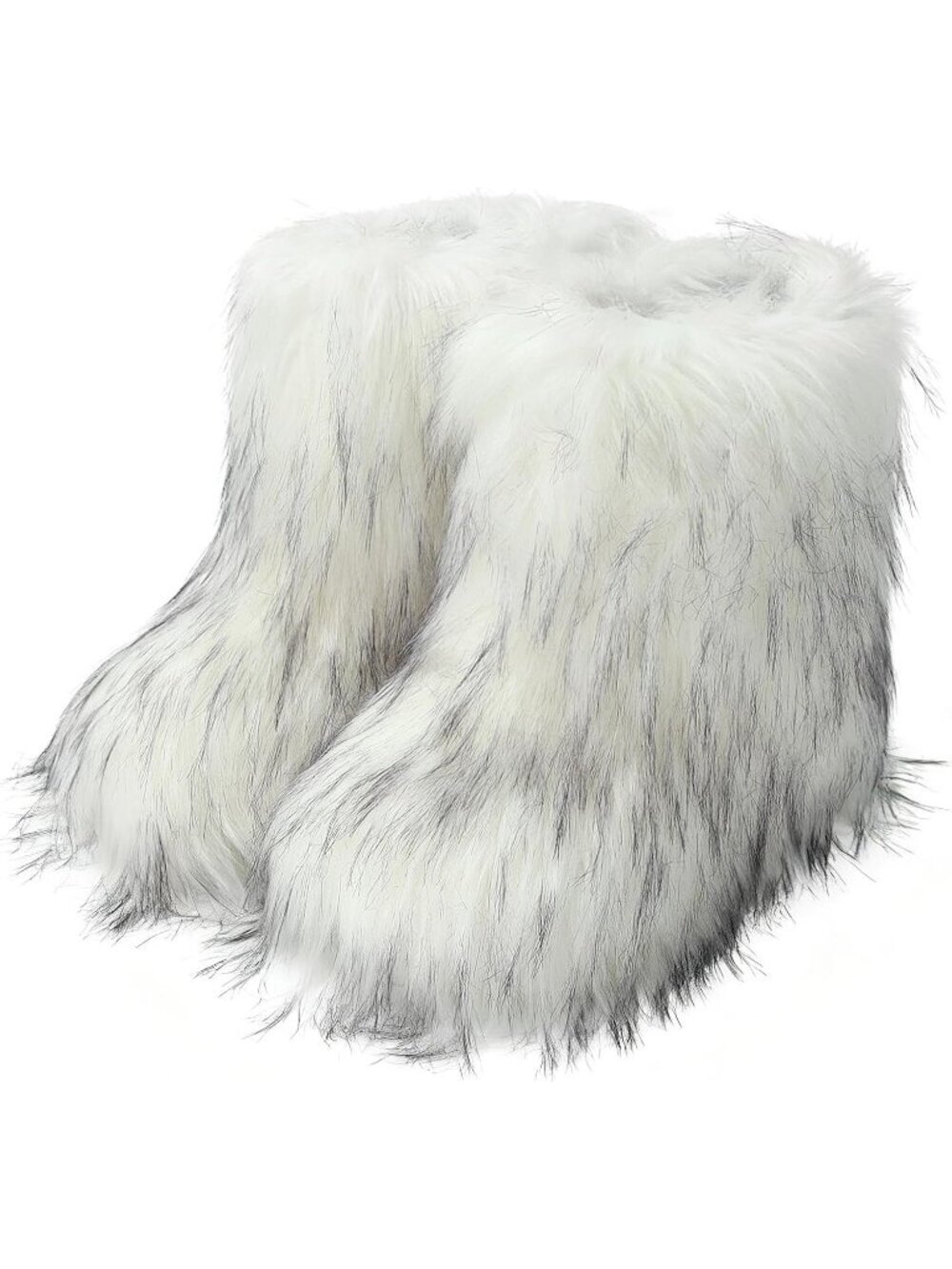 Women's White Furry Fluffy Comfortable Short Snow Ankle Winter Boot Mid Calf